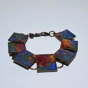 Polymer Clay Bracelet - Handmade Hand Crafted- One-of-a-kind Glitter Jewelry